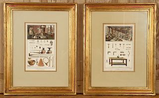 SET OF TWO 18TH CENT. COLORED ENGRAVINGS