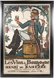 Guy Arnoux, "Les Vines de Bourgogne" Lith. Poster
