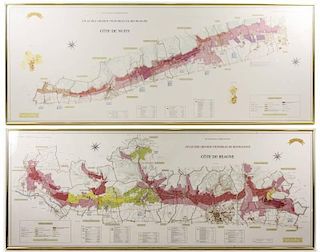 Pair of Maps, Great Vineyards of Burgundy, France