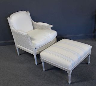 Quality Louis XV 1 Style Chair and Ottoman.