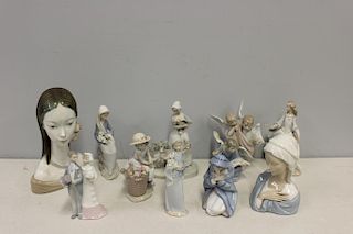 LLADRO. Grouping of 10 Signed Porcelain Figures