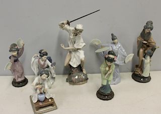 LLADRO & DAO. Grouping of 3 Dao and 4 LLadro.