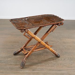 Chinese Art Nouveau bamboo tray table