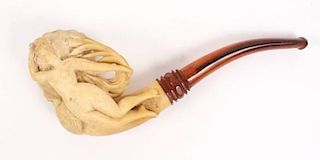 Large Carved Meerschaum Pipe w/Female Nude Nymph