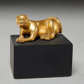 Finely cast ancient Chinese gilt bronze tiger