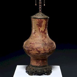Han Dynasty tomb pottery vase lamp