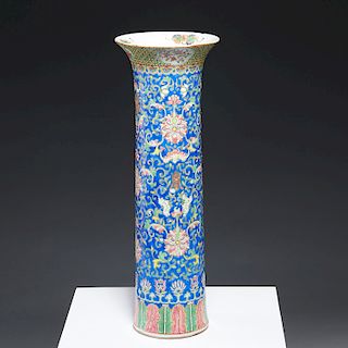 Tall Chinese famille rose Gu vase
