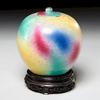 Chinese Jun ware apple form lidded jar