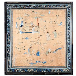 Antique Chinese embroidered silk panel