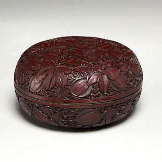 Nice Chinese carved cinnabar round box