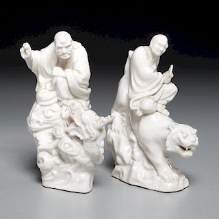 Pair Chinese Dehua style blanc de chine figures