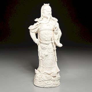 Chinese Dehua blanc de chine Guan Yu warrior