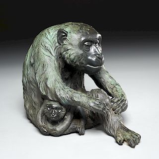 Fine Meiji Japanese bronze monkey