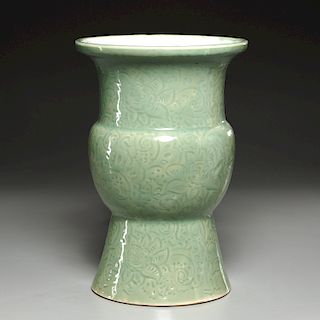 Large Chinese celadon gu vase