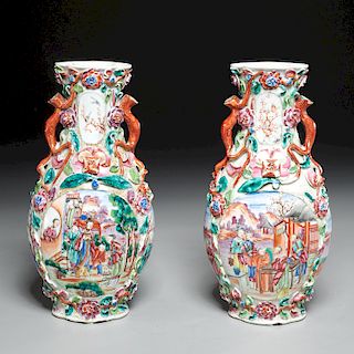 Pair Chinese Export famille rose vases