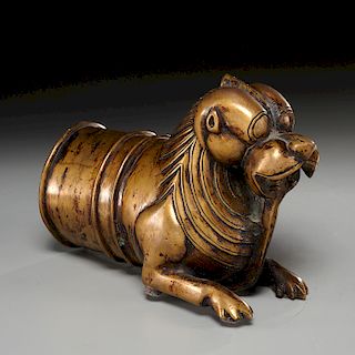 Indian cast brass lion form Palki handle