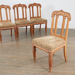 Set (4) Gothic Revival side chairs