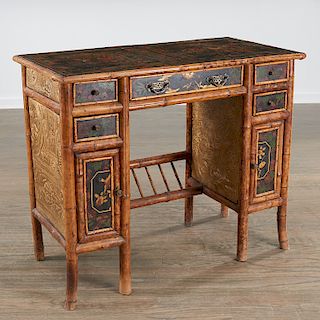 Nice Victorian Chinoiserie lacquer bamboo desk