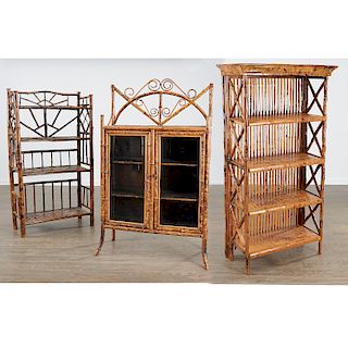 Victorian style bamboo cabinet and etagere