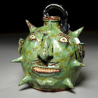 Nolde Forest Pottery grotesque face jug