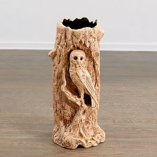 Bretby English majolica owl umbrella stand