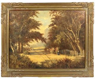 American School Oil on Canvas, "Autumn Landscape"