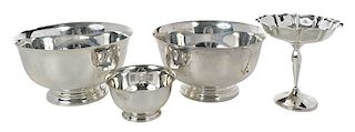 Four Cartier Sterling Bowls