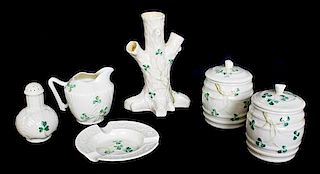 A Collection of Belleek Shamrock Articles, Height of first 6 inches.