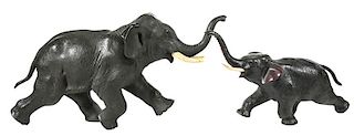 Two Japanese Bronze Elephants