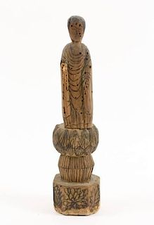 Japanese Carved Wood Figure of Kanon, Edo Period