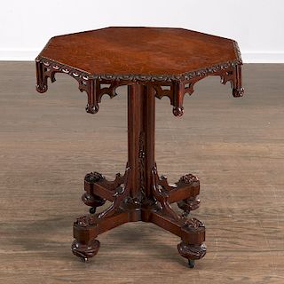 Gothic Revival oak pedestal table