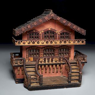 Antique Tyrolean architectural model of a chalet