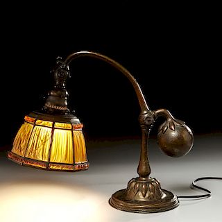 Tiffany Studios 'Linenfold' counterbalance lamp