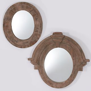 (2) similar rustic pine wall mirrors