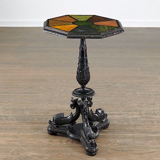Victorian ebonized table with faux marble top