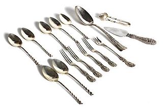 A Group of Silver Flatware Articles, Length of first 8 1/8 inches.