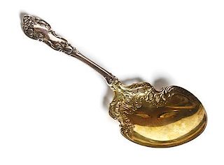 An American Parcel-Gilt Silver Berry Spoon, Gorham Mfg. Co., Providence, RI, 1909, Length 9 7/8 inches.