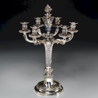 Maison Odiot French silver six-light candelabrum