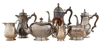 Seven English Silver Tea and Related Items