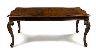 A Henredon Georgian Style Mahogany Extension Table, Height 29 1/8 x width 74 x depth 46 1/2 inches (closed).