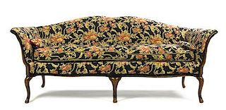 An American Upholstered Settee, Height 33 1/4 x width 78 x depth 33 inches.