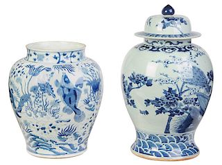 Two Similar Chinese Blue and White Ginger Jars