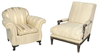 Two Modern Upholstered Arm Chairs