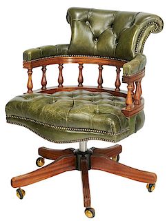 A Chesterfield Style Upholstered Desk Chair
