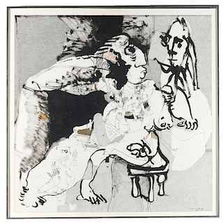 Jacob El Hanani, Figures on White Ground, 1970