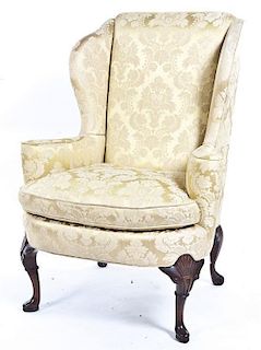 A Georgian Style Mahogany Wing Back Chair, Height 43 inches.