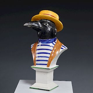 Whimsical majolica Bird Gondolier bust