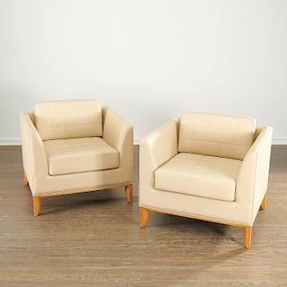 Pair French Art Deco style club chairs