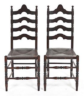 Two American Painted Ladderback Chairs, Height 41 1/2 inches.
