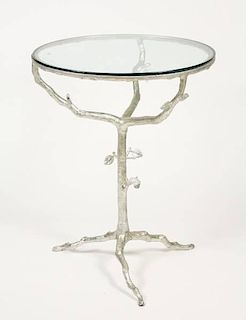 Faux Bois Rustic Silvered Iron Circular Table